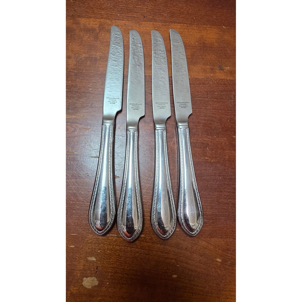 Reed & Barton Country French Dinner Knives 4pc Set 18/10 Stainless Steel Silver